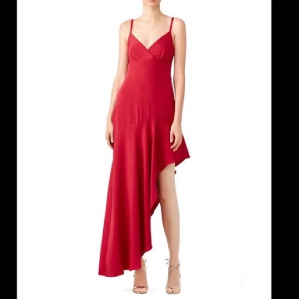 Nicole Miller red silk asymmetrical high low dress size 4
